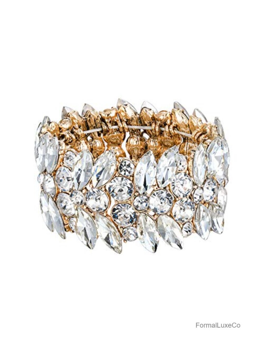 Marquise Crystal Art Deco Stretch Bracelet for Women Bride Prom